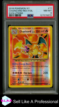 CHARIZARD-REV.FOIL EVOLUTIONS POKEMON XY EVOLUTIONS 2016 11 PSA 8 - Image 1