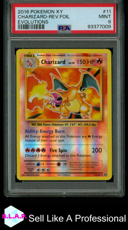 CHARIZARD-REV.FOIL EVOLUTIONS POKEMON XY EVOLUTIONS 2016 11 PSA 9 - Image 1