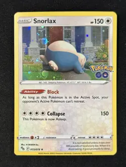 Snorlax 055/078 FART SWIRL Cosmos 2022 Pokemon Go Stamped Card NM - Image 1