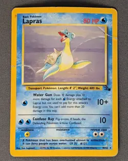 Pokemon TCG Lapras Fossil Holo Unlimited Rare Card 10/62 - HP - Image 1