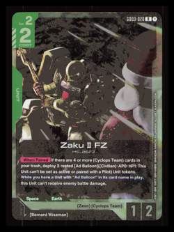Zaku II FZ GD03-020 Rare Steel Requiem Gundam Card Game R NM TCG - Image 1