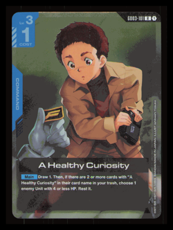 GUNDAM CARD GAME GD03-101 A HEALTHY CURIOSITY (R) FOIL CARD - STEEL REQUIEM - Image 1