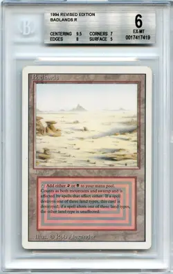 Badlands - Dual Land - Revised - 1994 Magic the Gathering MTG BGS 6 (w/ subs) - Image 1