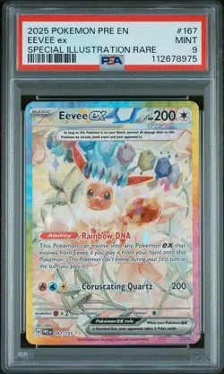 2025 POKEMON PRE EN-PRISMATIC EVOLUTIONS #167 EEVEE EX PSA 9 - Image 1