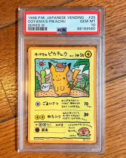 PSA 10 1998 POKEMON OOYAMA'S PIKACHU JAPANESE VENDING SERIES 3 - Image 1