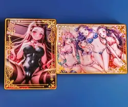 Nezuko Demon Slayer Girls Goddess Story Gold Metal Anime Waifu Card Fan Art Set - Image 1