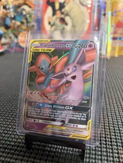 Espeon and Deoxys GX 72/236 Unified Minds Tag Team Ultra Rare Pokemon TCG Card - Image 1