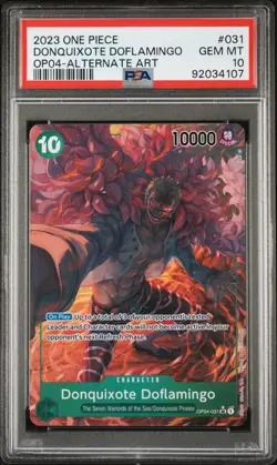 One Piece Kingdoms Of Intrigue Donquixote Doflamingo OP04-031 Alt Art PSA 10 - Image 1