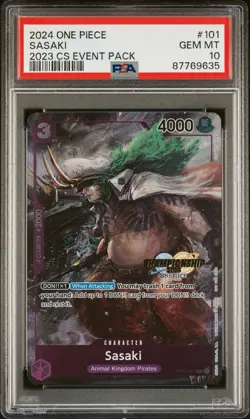 One Piece 2024 Champion 2023 Event Pack Finalist #101 Sasaki PSA 10 POP 34 - Image 1