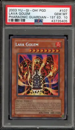Yu-Gi-Oh! Lava Golem Pharaonic Guardian 1st Edition Secret Rare PGD-107 PSA 10 - Image 1
