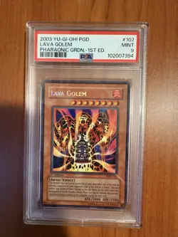 PSA 9 MINT Lava Golem PGD-107 Secret Rare 1st Edition Yugioh Card - Image 1