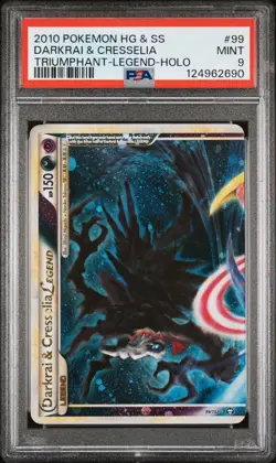 POKEMON TRIUMPHANT DARKRAI & CRESSELIA #99 LEGEND TOP PSA 9 MINT #124962690 - Image 1