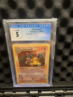 1999 POKEMON BASE SET SHADOWLESS CHARIZARD HOLO 4/102 CGC 5 - Image 1