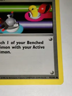 Switch Pokemon Base Set 95/102 Common Trainer Unlimited Vintage CCG 1999 WotC NM - Image 5