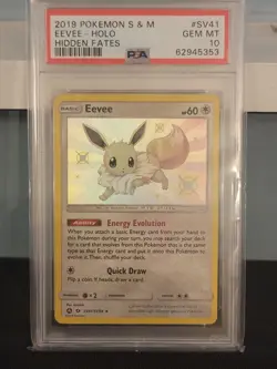 Pokemon Sun & Moon Hidden Fates Eevee Holo #SV41 PSA 10 Gem Mint SV41/SV94 - Image 1