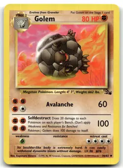 Golem 36/62 Fossil Uncommon Unlimited Pokemon TCG NM - Image 1
