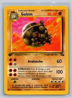 Pokemon TCG - Golem Fossil Series 36/62 - 1st Edition - NM - Image 1