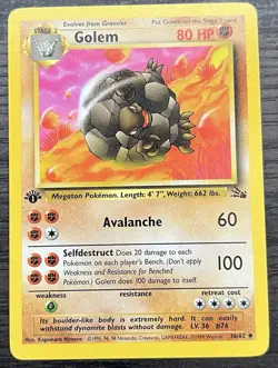 Golem 36/62 Pokemon TCG WOTC Base Set Fossil Uncommon Near Mint NM - Image 1