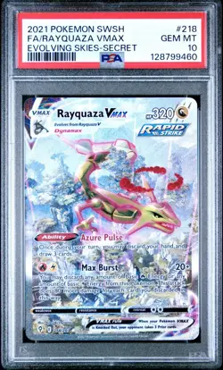 Pokemon 2021 Rayquaza VMAX 218/203 Alt Art Evolving Skies GEM MINT PSA 10 - Image 1