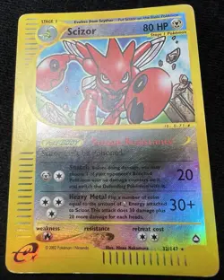 Scizor 32/147 Aquapolis Rare Reverse Holo E Series Pokemon Card - MP - Image 3