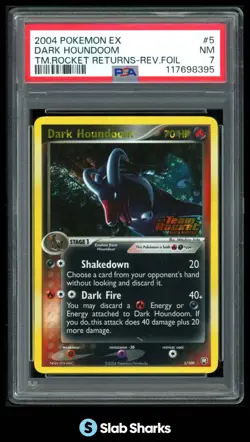 2004 POKEMON EX TEAM ROCKET RETURNS #5/109 DARK HOUNDOOM REVERSE HOLO PSA 7 - Image 1
