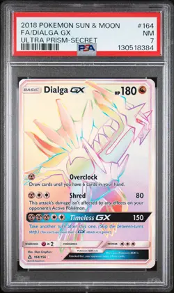 2018 POKEMON SUN & MOON ULTRA PRISM SECRET #164 FULL ART/DIALGA GX PSA 7 - Image 1