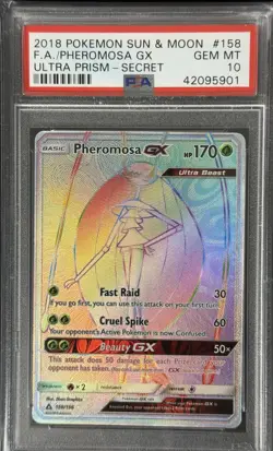 2018 POKEMON SUN & MOON ULTRA PRISM FA/PHEROMOSA GX#158 SECRET PSA 10 - Image 1