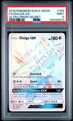 2018 Pokemon Sun Moon Ultra Prism Dialga GX FA Rainbow Secret #164/156 PSA 9 - Image 1