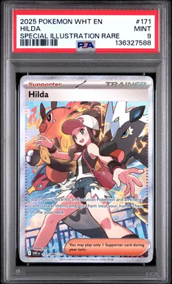 2025 POKEMON WHT EN-WHITE FLARE SPECIAL ILLUSTRATION RARE #171 HILDA PSA 9 - Image 1