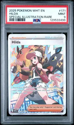 2025 POKEMON WHT EN WHITE FLARE SPECIAL ILLUSTRATION RARE #171 HILDA PSA 9 MINT - Image 1
