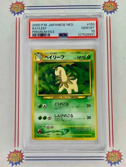 Bayleef 2000 Japanese NEO Pokemon TCG Premium File #153 Pocket Monsters PSA 10 - Image 1
