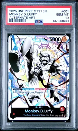 2025 ONE PIECE ST21-001 GEAR 5 MONKEY D. LUFFY LEADER PARALLEL ENGLISH PSA 10 - Image 1