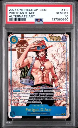 2025 ONE PIECE OP13 119 CARRYING ON HIS WILL PORTGAS D ACE SEC ALT ART PSA 10 - Image 1