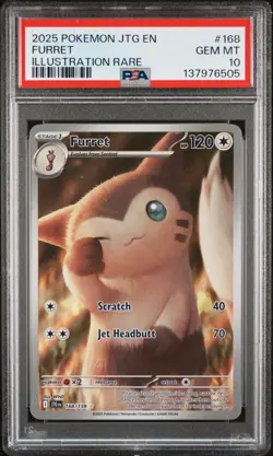 2025 POKEMON JTG EN-JOURNEY TOGETHER ILLUSTRATION RARE #168 FURRET PSA 10 - Image 1
