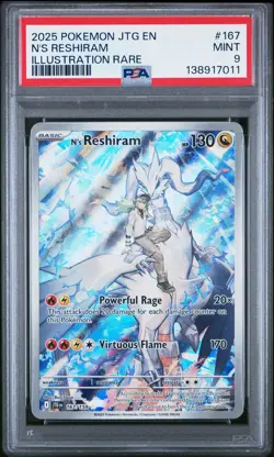 2025 POKEMON JTG EN-JOURNEY TOGETHER ILLUSTRATION RARE #167 N'S RESHIRAM PSA 9 - Image 1
