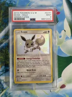 2019 POKEMON SUN & MOON HIDDEN FATES #SV41 EEVEE-HOLO PSA 9 - Image 1