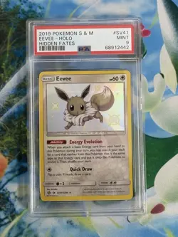 2019 POKEMON SUN & MOON HIDDEN FATES #SV41 EEVEE-HOLO PSA 9 - Image 2