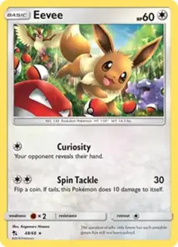 Eevee - 48/68 - Pokemon Hidden Fates Sun & Moon Holo Rare Card NM - Image 1