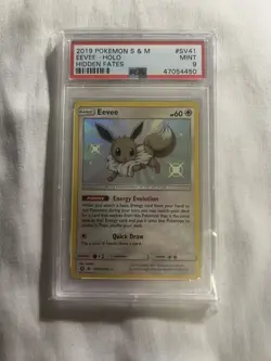 2019 POKEMON SUN & MOON HIDDEN FATES #SV41 EEVEE-HOLO PSA 9 - Image 1