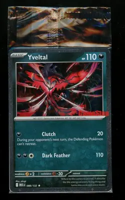Pokemon Mega Evolution 088/132 YVELTAL Game Stop Stamped Factory Sealed Promo - Image 1