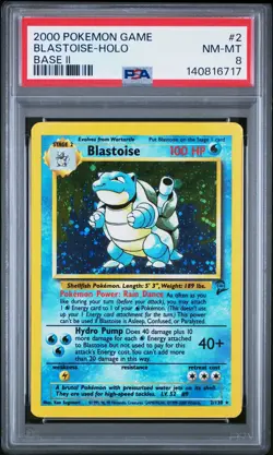 2000 POKEMON GAME BASE II #2 BLASTOISE-HOLO PSA 8 Fresh Grade Old Collection - Image 2