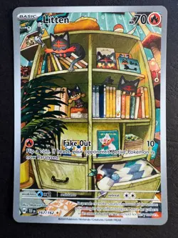Litten Illustration Rare 167/162 Pokemon SV Temporal Forces Near Mint - Image 1