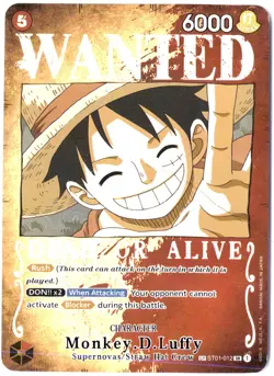 ULTRA RARE ALT ART LOW POP CUSTOM ONE PIECE!!! Monkey D. Luffy HOLOFOIL WANTED - Image 1