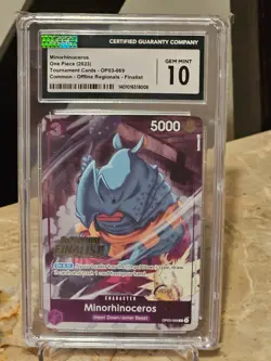 Minorhinoceros Offline Regional 2023 Finalist OP03-069 One Piece CGC Gem Mint 10 - Image 1