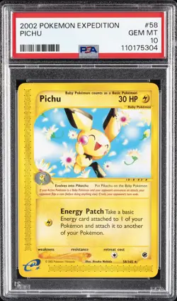 2002 POKEMON EXPEDITION #58 PICHU PSA 10 - Image 1