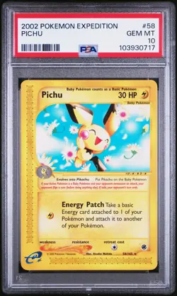 2002 POKEMON EXPEDITION #58 PICHU PSA 10 - Image 1