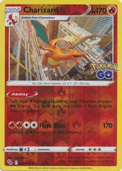 Charizard Reverse Holo Pokemon GO 010/078 NM - Image 1