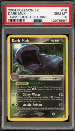 Pokemon Dark Muk EX Team Rocket Returns NON Holo Rare #16 PSA 10 Gem Mint - Image 1