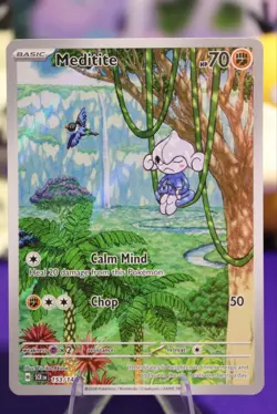 Meditite 153/142 Stellar Crown Illustration Rare Pokemon Card TCG NM - Image 1