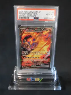 PSA 10 Pokemon Card Team Rocket's Moltres ex SAR 124/098 Glory Team Rocket sv10 - Image 1